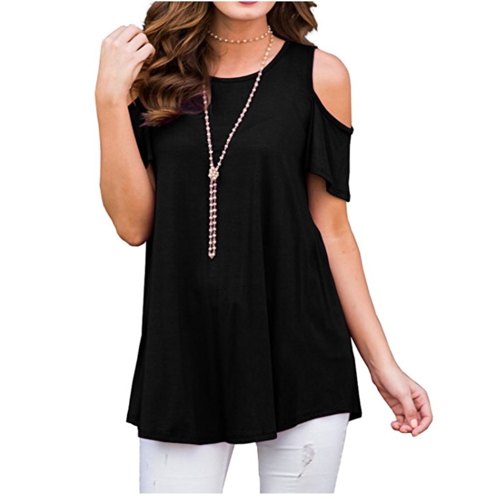 Beautiful women short sleeve cold shoulder top - Picture 7 of 8